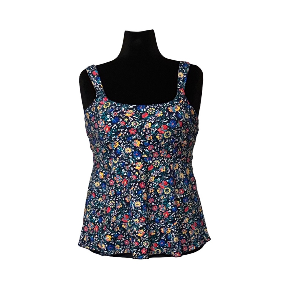 NWOT Lands' End Blue Floral Tankini Swim Top